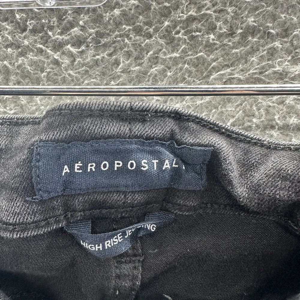 Aeropostale Jeans Juniors Size 00 Short Black High Rise Distressed Jeggings